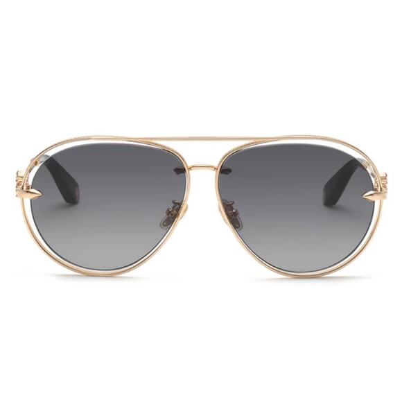 New! Roberto Cavalli SRC032M 0300 Rose Gold Aviator Sunglasses, Authentic main image 5